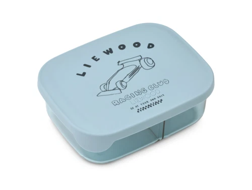 Liewood Arthur tritan madkasse beach blue med racerbilmotiv
