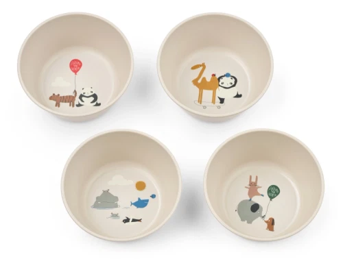 Liewood Cees skålesæt around the world sandy med fire skåle