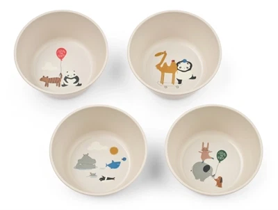 Liewood Cees skålesæt around the world sandy med fire skåle