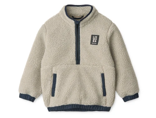 Liewood Balou pile sweatshirt i mist med lynlås i halsen