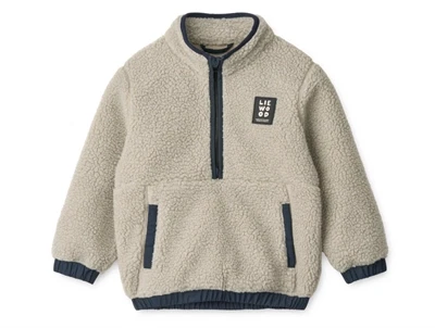 Liewood Balou pile sweatshirt i mist med lynlås i halsen
