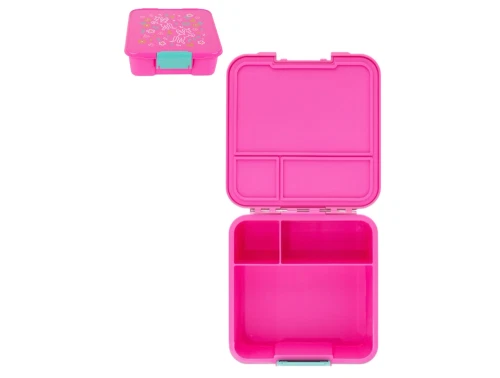 MontiiCo Bento 3 madkasse i pink med enhjørningeprint og tre rum