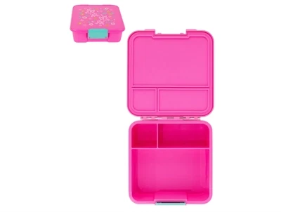MontiiCo Bento 3 madkasse i pink med enhjørningeprint og tre rum