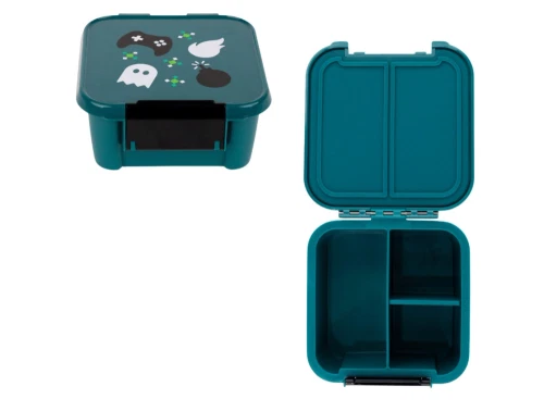 MontiiCo snackboks i grøn med gamingprint og to rum