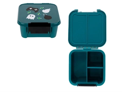 MontiiCo snackboks i grøn med gamingprint og to rum