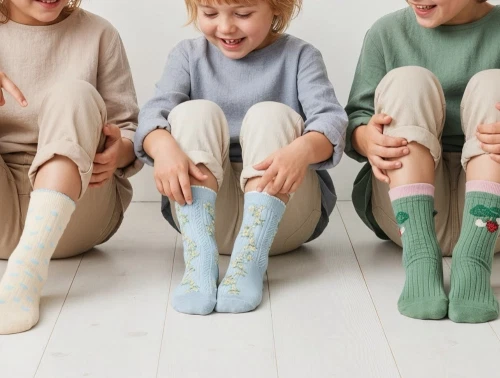 MINIPOP strømper 3-pak i clear sky med print