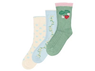 MINIPOP strømper 3-pak i clear sky med print