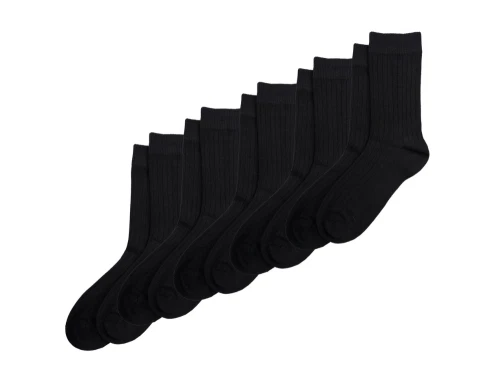 MiniPop bambus strømper 5-pak i sort med ribstruktur og sømløs tå