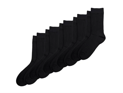 MiniPop bambus strømper 5-pak i sort med ribstruktur og sømløs tå