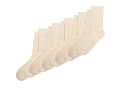 MiniPop bambus strømper 5-pak i off white med ribstruktur og sømløs tå