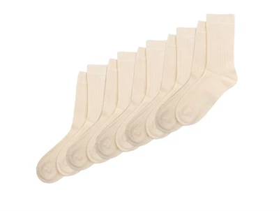 MiniPop bambus strømper 5-pak i off white med ribstruktur og sømløs tå