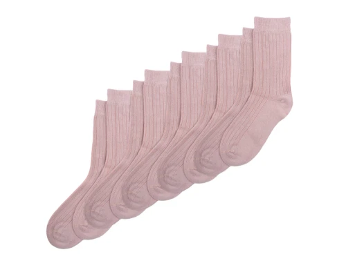 MiniPop bambus strømper 5-pak i rose med ribstruktur og sømløs tåsøm