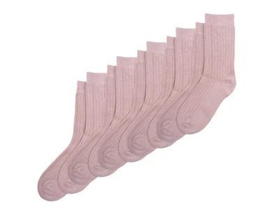 MiniPop bambus strømper 5-pak i rose med ribstruktur og sømløs tåsøm