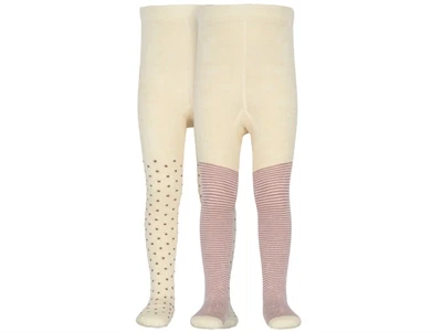 MINIPOP bambusstrømpebukser i pale pink med prikker