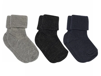 MP strømper grå mix 3-pak i uld med ribstruktur