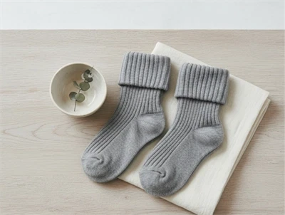 MPkids strømper grå melange i rib med fold