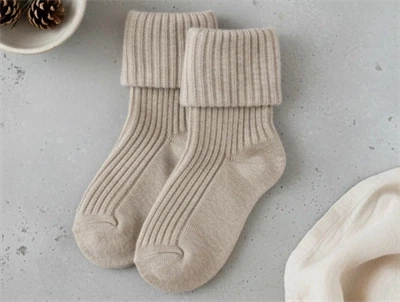 MPkids baby strømper lysebrun melange i rib med fold