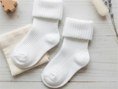 MPkids baby strømper hvid i rib med fold