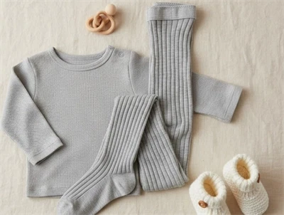 MPkids strømpebukser i grå ribstrik til børn