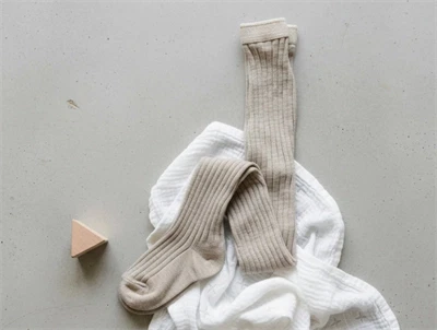 MPkids strømpebukser lysebrun melange i rib