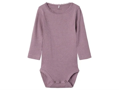 Name It body elderberry melange med blondekant