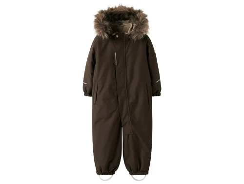 NAME IT brun flyverdragt med aftagelig hætte og pels forfra