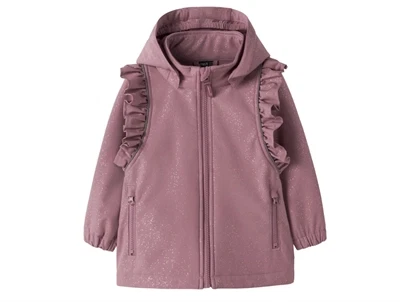 Name It softshelljakke wistful mauve med flæser og glimmer