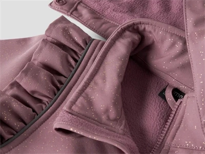 Name It softshelljakke wistful mauve med flæser og glimmer