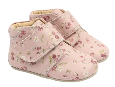 pom pom hjemmesko misty rose med jordbærprint og velcro