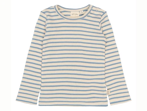 Petit Piao bluse råhvid med blå striber forfra
