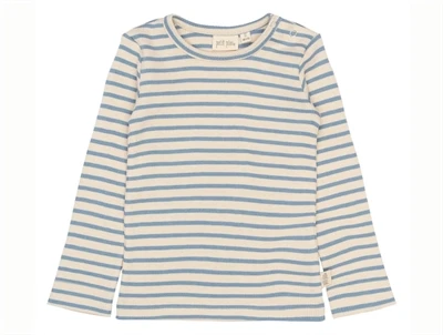 Petit Piao bluse råhvid med blå striber forfra