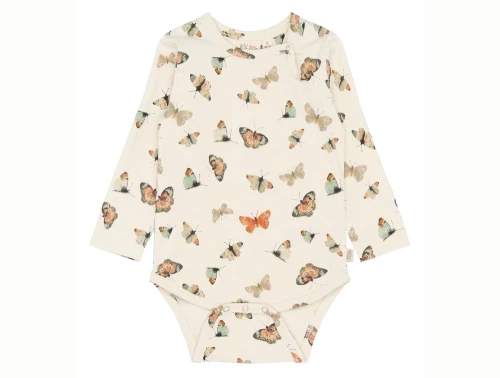 Petit Piao body råhvid med sommerfugle forfra