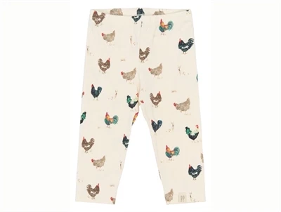 Petit Piao leggings råhvid med haner forfra