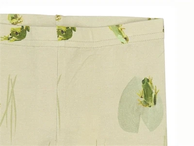 Petit Piao leggings i lysegrøn nuance med frøprint detalje