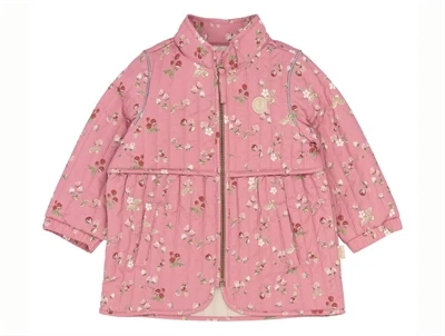 Petit Piao termo jakke dusty rose strawberry aop forfra