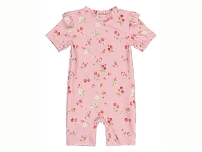 Petit Piao rosa badedragt med jordbær forfra