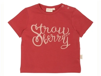 Petit Piao t-shirt rød med strawberry print forfra