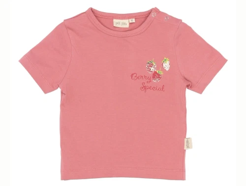 Petit Piao t-shirt rosa med jordbærprint forfra