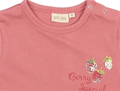 Petit Piao t-shirt rosa med Berry Special print detalje