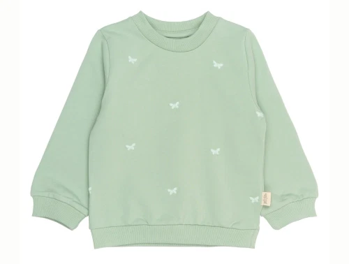 Petit Piao sweatshirt i lysegrøn med butterfly broderi forfra