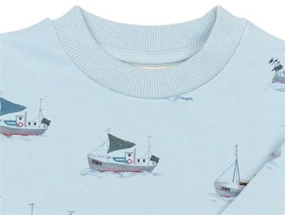 Petit Piao sweatshirt lyseblå med både halsudskæring