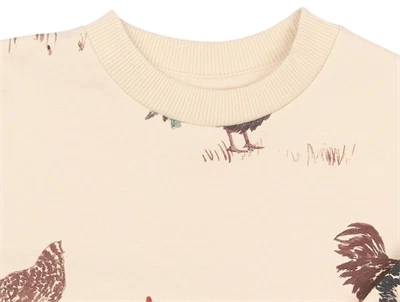 Petit Piao sweatshirt råhvid med haner detalje hals