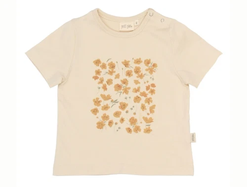 Petit Piao t-shirt råhvid med blomsterprint forfra