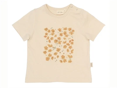 Petit Piao t-shirt råhvid med blomsterprint forfra