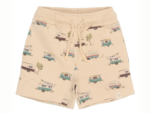 Petit Piao sweatshorts beige med camper print forfra