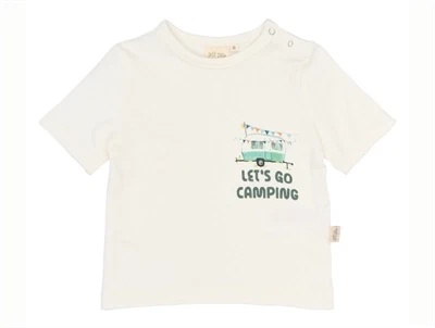 Petit Piao t-shirt råhvid med campingprint forfra