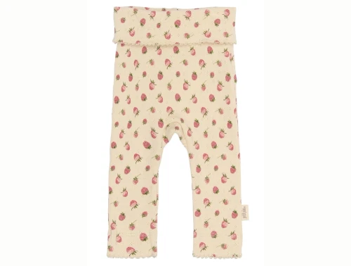 Petit Piao leggings råhvid med jordbær forfra
