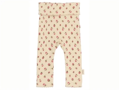 Petit Piao leggings råhvid med jordbær forfra
