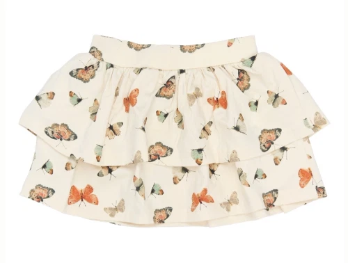 Petit Piao nederdel råhvid med butterfly print forfra