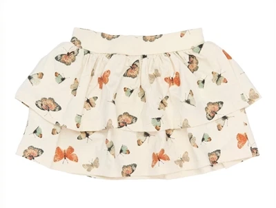 Petit Piao nederdel råhvid med butterfly print forfra